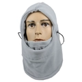 Detail of dark grey fleece balaclava with adjustable drawstring for winter outdoor protection - Light Gray
