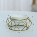 Nordic white ceramic ashtray with gold geometric metal stand for modern home decor - Octagonal Gold