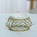 Modern white ceramic ashtray with a gold geometric iron stand and size specifications - Spiral Gold