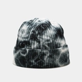 Close-up showing the intricate black and white tie-dye knit texture on the warm beanie hat - M (56-58cm) / Stripe Black White Tie-Dye