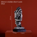 Modern abstract 'Silence is Gold' statue in silver finish for office shelf decor - Silver See No Evil - 171013