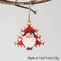 Addobbo natalizio in legno Stile A a forma di albero con Babbo Natale, 12x11cm - Stile A (Babbo Natale)