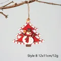 Addobbo natalizio in legno a forma di pupazzo di neve con sciarpa rossa e misura 12x11cm - Stile B (Pupazzo di Neve)