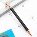 Stylo à bille élégant à paillettes noires avec détails en or rose et gros diamant - Pointe Balle 1,0 mm / Noir