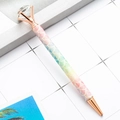 Stylo à bille pailleté écailles de sirène avec gros diamant et finitions or rose - Pointe Balle 1,0 mm / Dégradé floral jaune