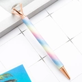 Stylo métallique dégradé pailleté rose et bleu avec un grand sommet en diamant - Pointe Balle 1,0 mm / Ombré Arc-en-ciel