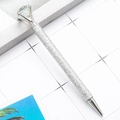 Stylo à bille en métal élégant avec un grand diamant et une finition argentée pailletée - Pointe Balle 1,0 mm / Argent