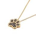 Golden necklace with a crystal-encrusted paw print pendant on a clean white background - Gold (KN89141-Z)