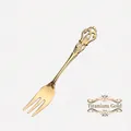 Dessertgabel aus Titangold mit europäischer Prägung am Griff und dreizackigem Design - Einzelne Dessertgabel / Gold