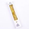 Box of six metallic gold curved spiral birthday candles for party cake decoration - Metallic Gold