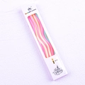 Pack of 6 colorful wavy spiral birthday candles in rainbow pencil style for cake decor - Multicolor