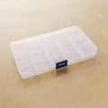 Compact 15-compartment clear plastic storage box with blue buckles for jewelry organization - Transparent with Blue Buckle (15 Grids)
