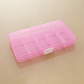 Translucent pink 15-compartment plastic organizer box with secure white buckle closure - Pink (15 Grids)