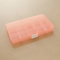 Pink semi-transparent 15-compartment plastic organizer box with white secure buckle latch - Orange (15 Grids)