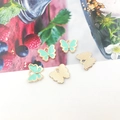 Golden and light green enamel butterfly pendants for DIY necklace and earring making - 11mm / Pale Green