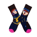 Artistic socks featuring portraits with pink heels and toes on a plain white background - One Size / City Hunter