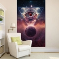 Cosmic lion galaxy tapestry featuring mystic eye design in modern living room - 150x130 / Golden Triangle Eye(6)