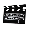 Movie clapperboard enamel brooch with I Speak Fluently in Movie Quotes text design - Movie Clapperboard Style (XZ1658)