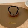 Élastique à cheveux minimaliste avec décor demi-cercle en acétate écaille de tortue - Style Étroit / Ambre