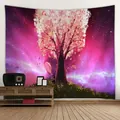 Tapisserie forêt avec un cerisier onirique et un ciel étoilé pour décoration murale - 230x150cm / Ciel étoilé de cerisiers en fleurs