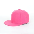 Side view of high-quality bright pink flat brim hip-hop cap with detailed fabric texture - 58CM (Fits 56-59CM) / Rose Red