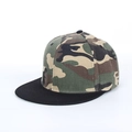 Detail view of high-quality camo hip-hop cap with black brim and six-panel flat peak design - 58CM (Fits 56-59CM) / Black Brim Camouflage Crown