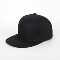 Classic plain black hip-hop snapback hat with flat brim and 6-panel structure - 58CM (Fits 56-59CM) / Black