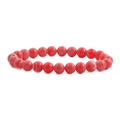 Macro detail of red agate beaded bracelet with natural marble texture on white background - Red Marble Pattern