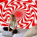 Dettaglio di arazzo a spirale rosso e bianco con trama geometrica psichedelica vivace - 150x130cm / Geometrico Rosso e Bianco