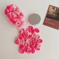 Pink and magenta seamless towel scrunchies in a clear jar with a silver lid - Pink - 100 Small Ties