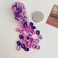 Bulk purple elastic seamless hair ties set in a clear jar with a silver lid - Purple - 100 Small Ties