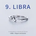 Adjustable silver Libra zodiac ring with minimalist zircon constellation design - Libra