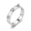 Bague en acier titane argenté avec trois clous métalliques de style punk au design minimaliste - US 5 / Argent