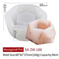 Moule en silicone pour pot succulent hexagonal, dimensions 88x82x37mm et capacité 94ml - Moule Hexagone (ZW-188) / Blanc