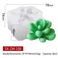 Moule en silicone 3D succulente pour bougies DIY et plâtre, taille 78x74x40mm - Moule Succulente (ZW-198) / Blanc