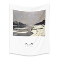 Bohemian wall tapestry with Monet Snow at Argenteuil painting print on white fabric - 73X95CM (Cross-border Brushed Style) / Snow at Argenteuil (LT202-14)
