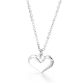 Minimalistische zilveren hartjesketting met fijne schakelketting op witte achtergrond - Staalkleur