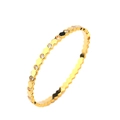 Bracelet jonc doré minimaliste en nid d'abeille avec maillons hexagonaux et oxydes de zirconium - Bangle / Or