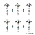 Macro shot of ET-13-01 iridescent AB rhinestone adhesive face jewels in teardrop and round shapes - ET-13-1 Aurora Puzzle Set