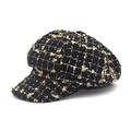 Berretto da marinaio da donna in tweed nero con dettagli in frangia dorata di classe - M(56-58cm) / Nero