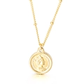 Collana con ciondolo a moneta Elizabeth dorata in acciaio inossidabile con catena a sfere - Oro (KN112522-Z)
