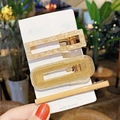 Three-piece hair clip set with marble acrylic, golden sequins and sleek metal barrettes - Champagne Gold Sequin Milk Tea Set (8#) / 3-Pack