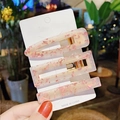 Set of 3 acrylic hair clips with pink flakes and gold metal base in translucent white - Pink Flake Clear Set (19#) / 3-Pack