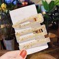 3-piece acrylic hair clip set in beige with gold foil flakes on hand-held card - Beige Inlaid Gold Foil Glitter Set (22#) / 3-Pack