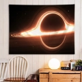Cosmic black hole tapestry with orange glowing ring for wall decor in a cozy room - 150x130cm / Style 2