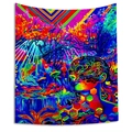 Psychedelic wall tapestry with fluorescent mushroom and portrait for dorm decor - Style 7