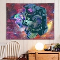 Arazzo da parete con astronauta e medusa in una vivace nebulosa per arredamento - 150x130cm / Astronauta con Medusa Fluorescente Stile 4