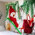 Feestelijk kerstmuurtapijt met sneeuwpop en warme decoratie met kerstverlichting - Patroon-9