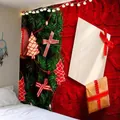 Kerst wandtapijt met rood gebreid patroon en kerstboom voor de slaapkamer decoratie - 150x130cm / Patroon-1