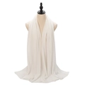 Elegant white pearl chiffon hijab shawl for women, lightweight and breathable solid scarf - Off White